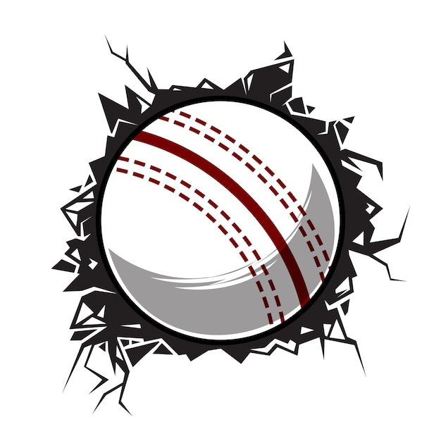 Cricket ball cracked wall cricket club graphic design logos or icons vector illustration