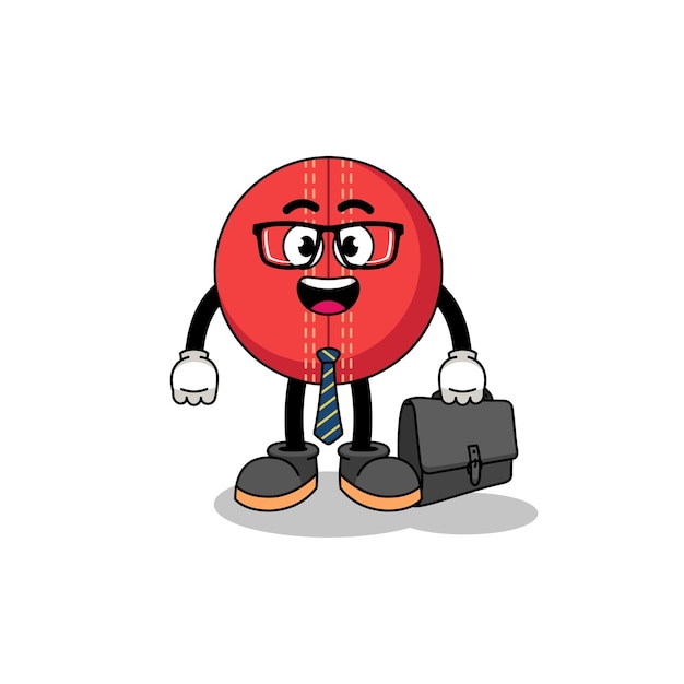 Cricket ball mascot as a businessman character design