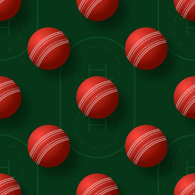 Vector cricket ball seamless pettern illustration