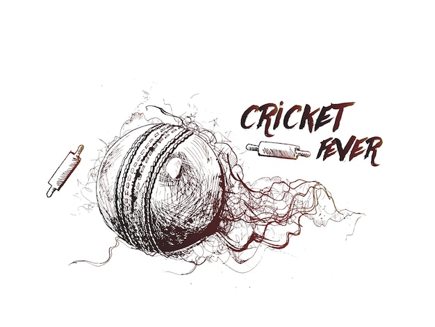 Vector cricket ball with bell freehand sketch graphic design vector illustration