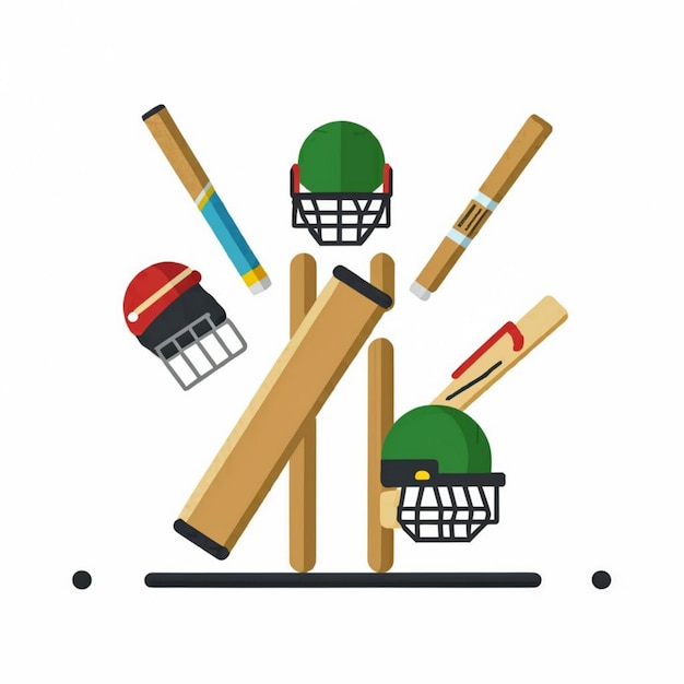 Vector cricket bat ball instrument vector illustration