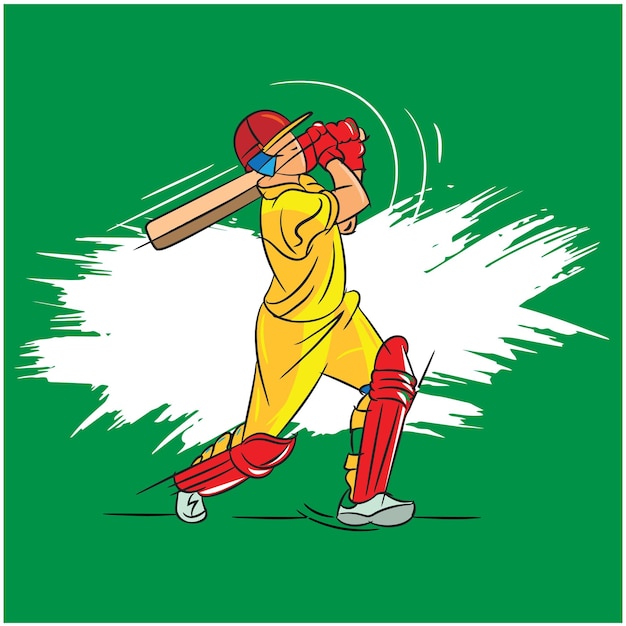 Vector cricket batsman colour vector illustration