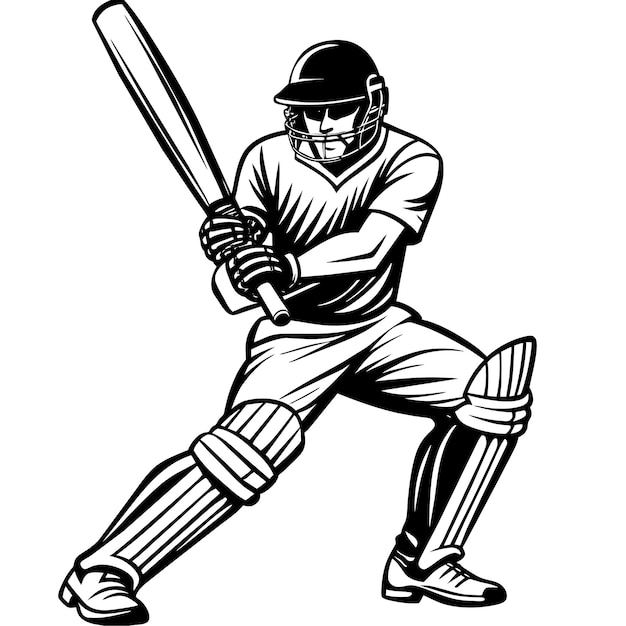 Cricket batsman sport player action vector