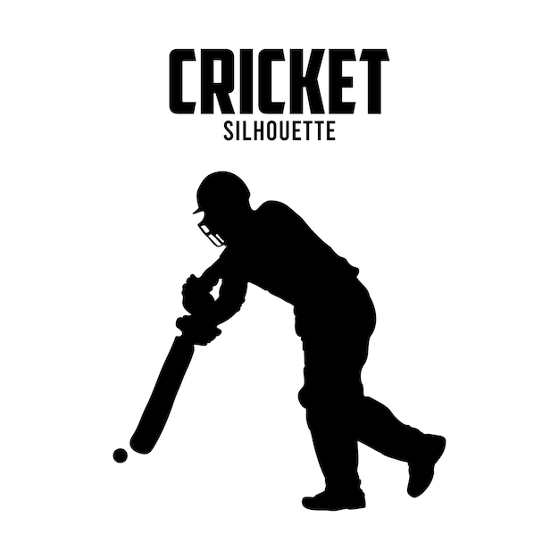 Векторная иллюстрация крикета с бэтсменом Силуэт крикета Вектор