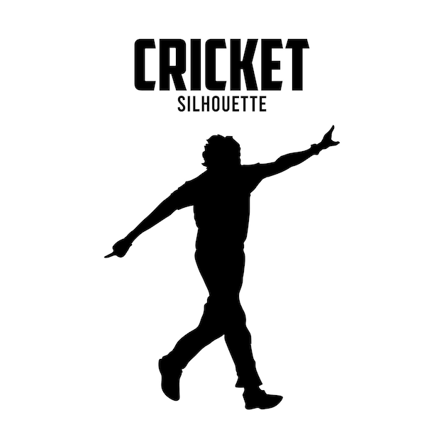 Векторная иллюстрация крикета с бэтсменом Силуэт крикета Вектор