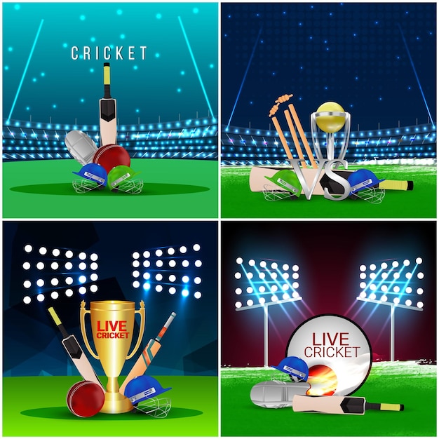 Vector cricket championship concept collection