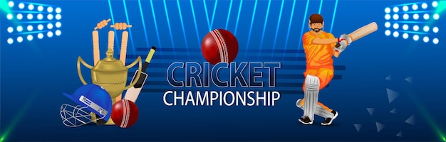 Cricket championship illustration with cricket equipment