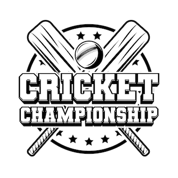 Premium Vector  Cricket championship logo badge black white color