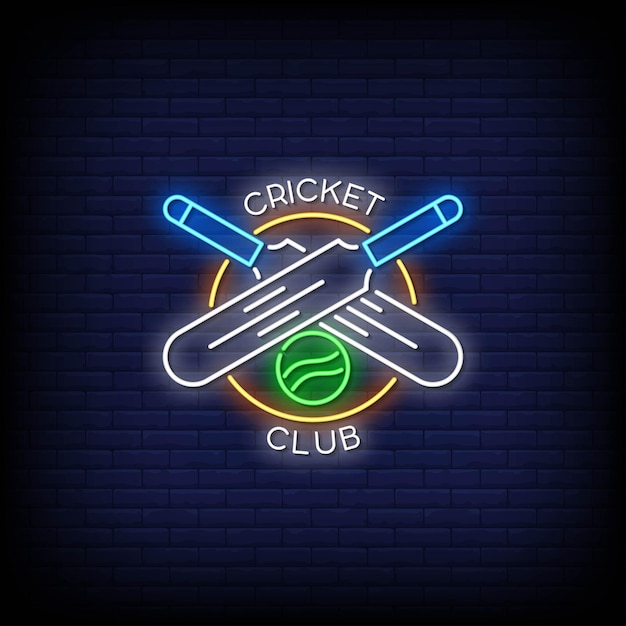 Testo di stile delle insegne al neon del logo del club di cricket