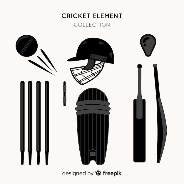 Cricket elementen silhouet collectie