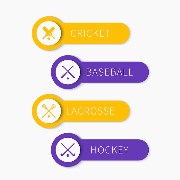 Cricket, honkbal, lacrosse, hockey, teamsporten, banners