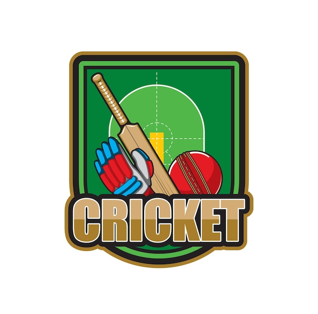 Cricket icon sport field and items