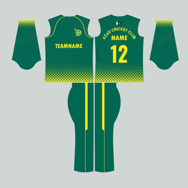 Vettore disegno di maglie da cricket per i club di cricket