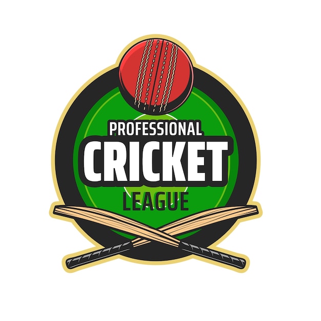 Vector cricket league icon with ball and crossed bats