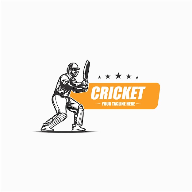 Cricket logo championship with player illustration vector