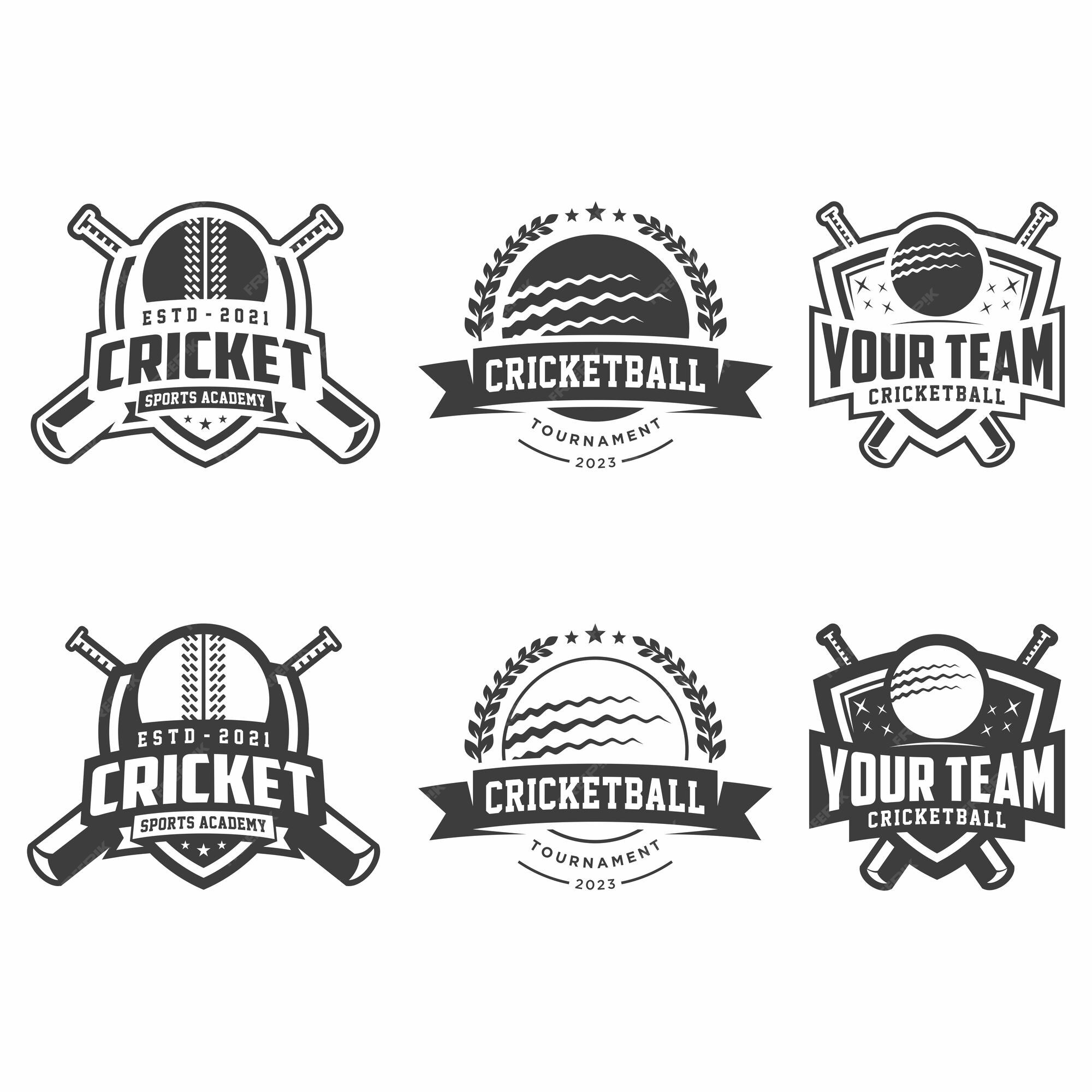 Premium Vector  Cricket championship logo badge black white color