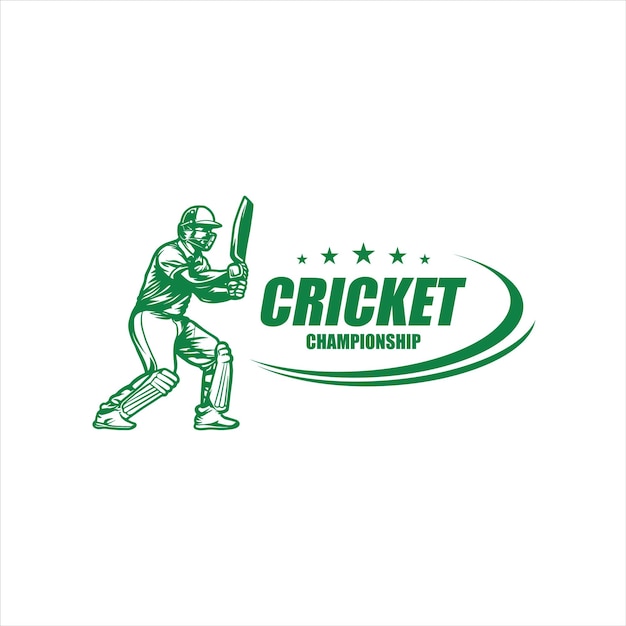 Vettore logo cricket silhouette di un giocatore di cricket illustrazione vettoriale