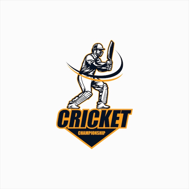 логотип крикета силуэт игрока в крикет векторная иллюстрация