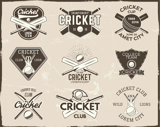 Collezione di modelli di logo di cricket. emblema sportivo