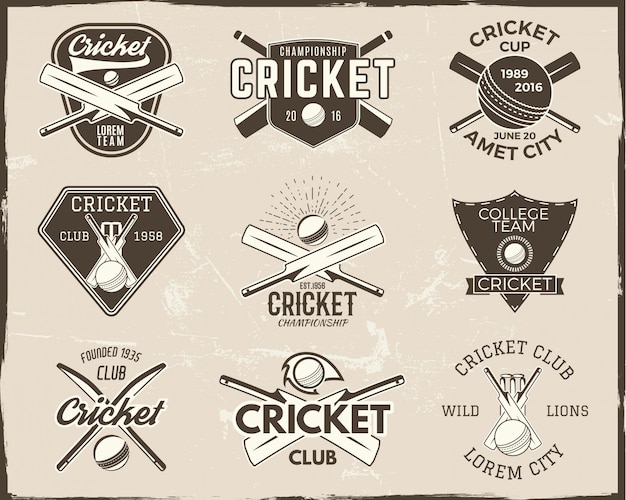 Cricket logo templates-verzameling. Sport embleem