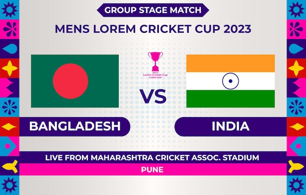 Cricket match or head to head template india vs bangladesh in cricket championship