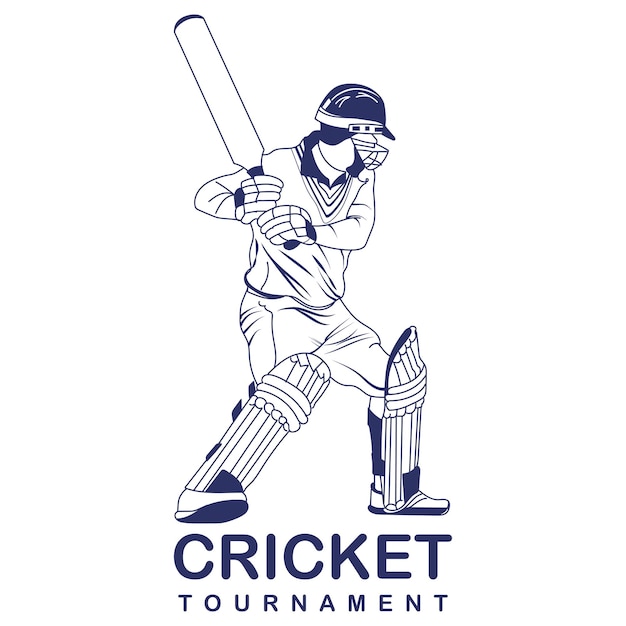 Vector cricket player batsman playing cricket logo design vector icon symbol template illustration