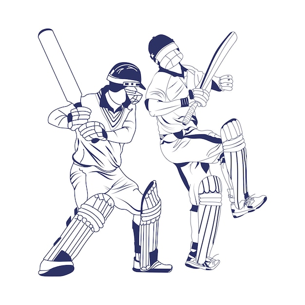 Cricket player Batsman Playing cricket logo design vector Icon Symbol Template Illustration