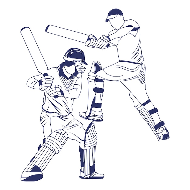 Vector cricket player batsman playing cricket logo design vector icon symbol template illustration