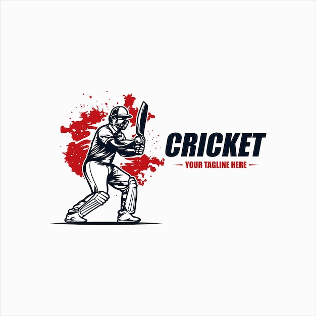 Vettore ispirazione alla progettazione del logo del giocatore di cricket