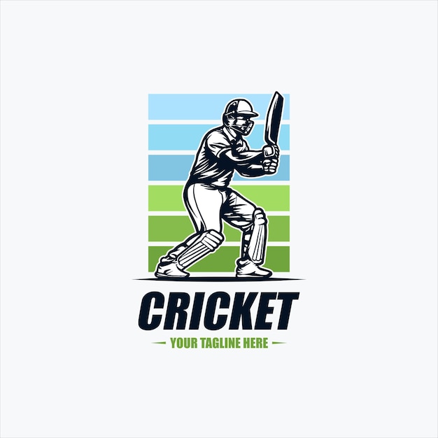 Vector cricket player logo design inspiration