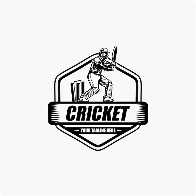 Vettore ispirazione alla progettazione del logo del giocatore di cricket