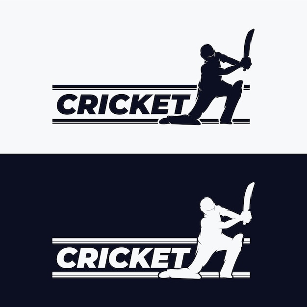 Vettore modello di progettazione del logo del giocatore di cricket