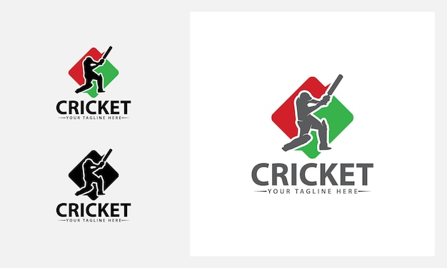 Modello di progettazione del logo del giocatore di cricket
