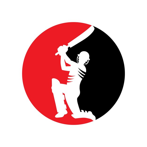 Логотип игрока в крикет в форме круга
