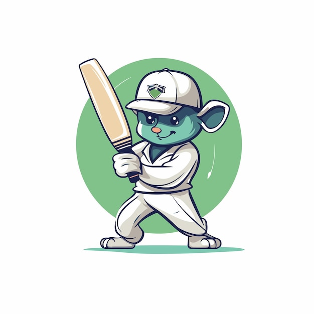 Cricket Player Mascot with Bat Vector illustration