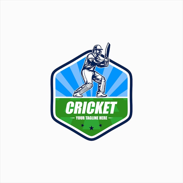 Vettore giocatore di cricket che gioca a cricket logo design vettoriale icon symbol template illustration