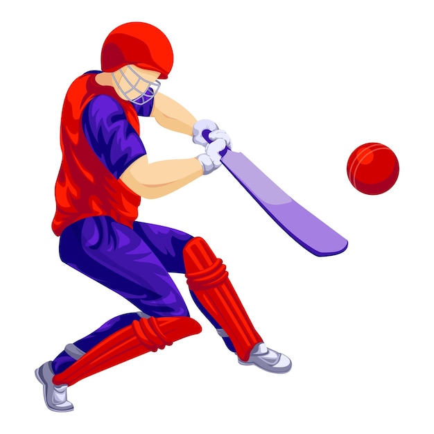 Vector cricket player red equipment icon cartoon of cricket player red equipment vector icon for web design isolated on white background