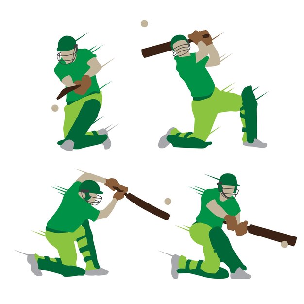 cricket player shape silhouette vector