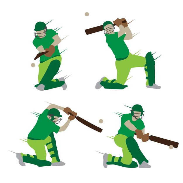 Cricket player shape silhouette vector