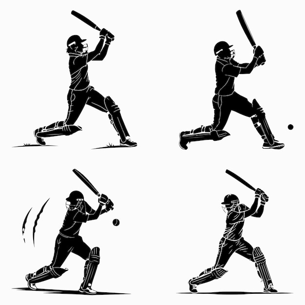cricket player silhouette vector