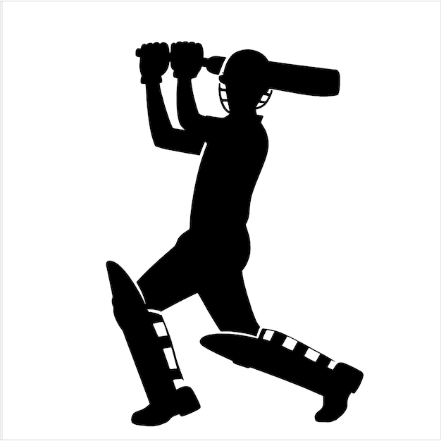 Cricket Player Silhouettes Vector