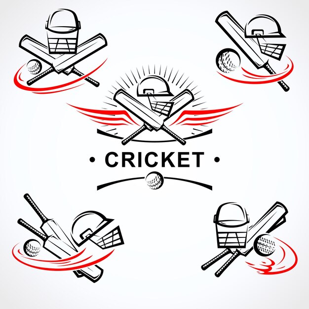 Cricket e calcio etichetta e set di icone collezione di icone di cricket vector