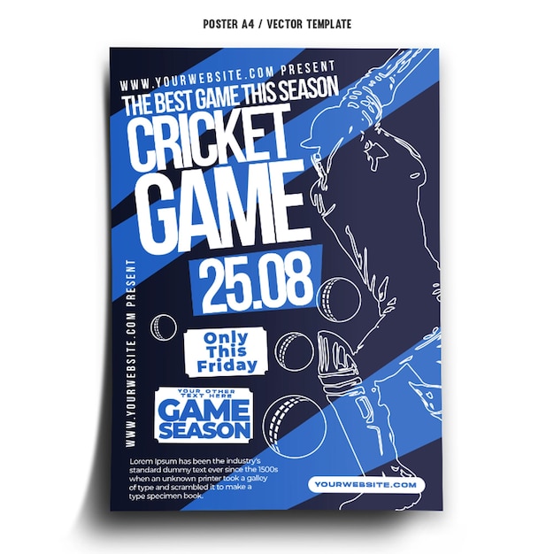 Cricket Spel Poster Sjabloon