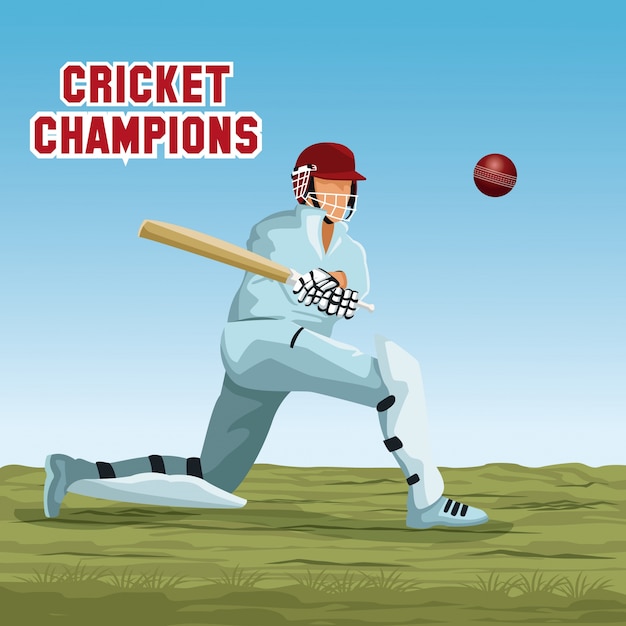 Vector cricket speler cartoon