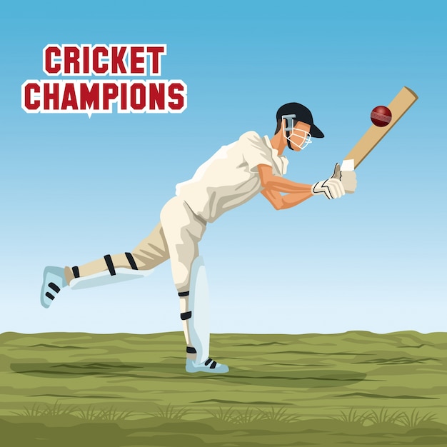 Vector cricket speler cartoon