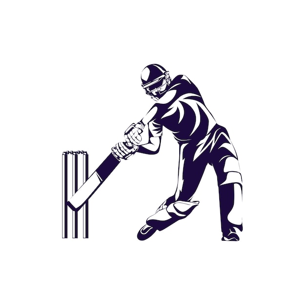 Cricket speler logo sjabloonontwerp