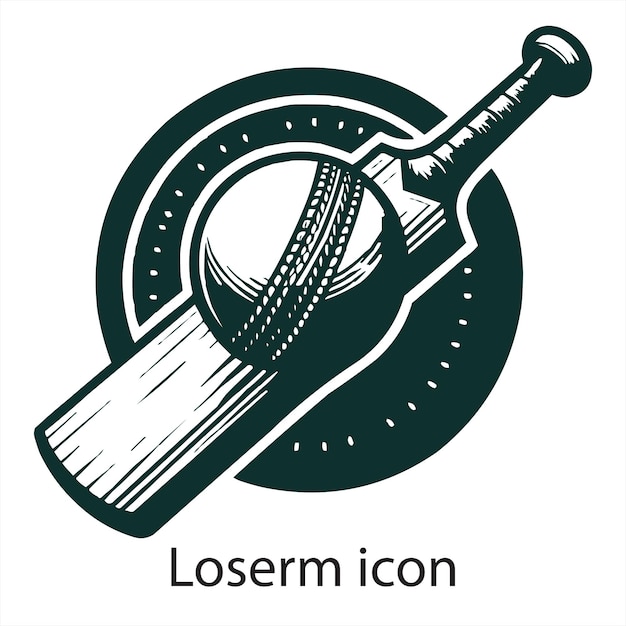 Cricket sport ball bat logo icons set Simple cricket sport ball bat vector