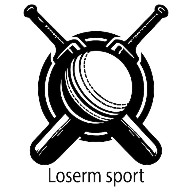 Cricket sport ball bat logo icons set Simple cricket sport ball bat vector