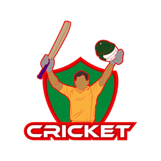 Modello di vettore premium di progettazione del logo del secolo di sport di cricket