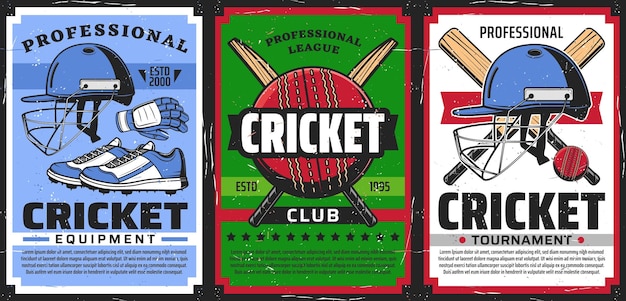 Cricket sport game apparatuur posters